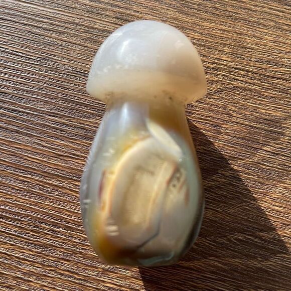 Orca agate mushroom carving crystal druzy black white grey gray cream - Picture 11 of 12